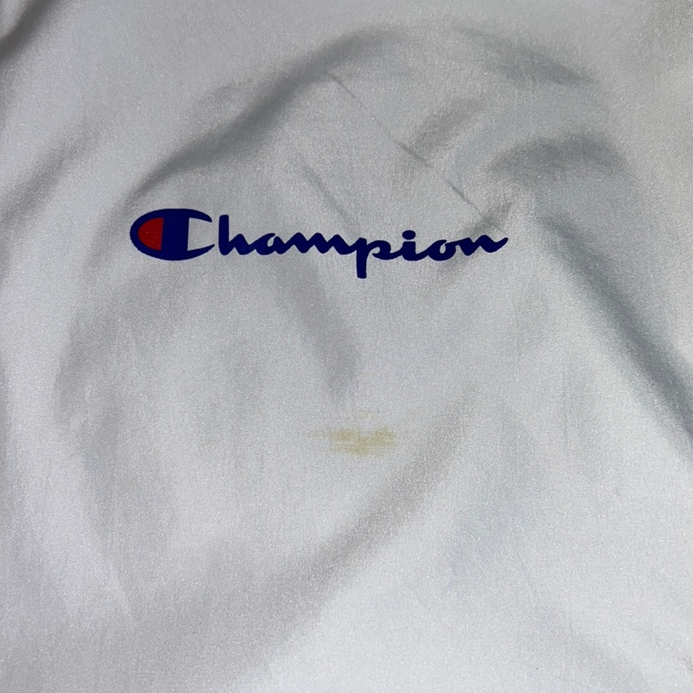 Champion Men’s Windbreaker Drawstring Jacket- Big and Tall Hoodie Anorak- White - Picture 6 of 8